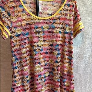 LuLaRoe Multicolor Floral Short Sleeve Top